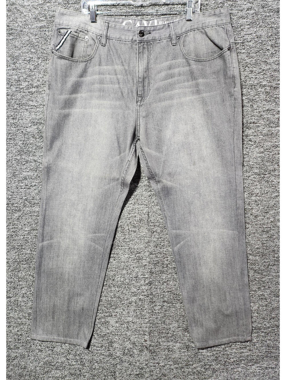 CAVI Relaxed Fit Straight Gray Denim Jeans Button Zip 5-Pocket Men